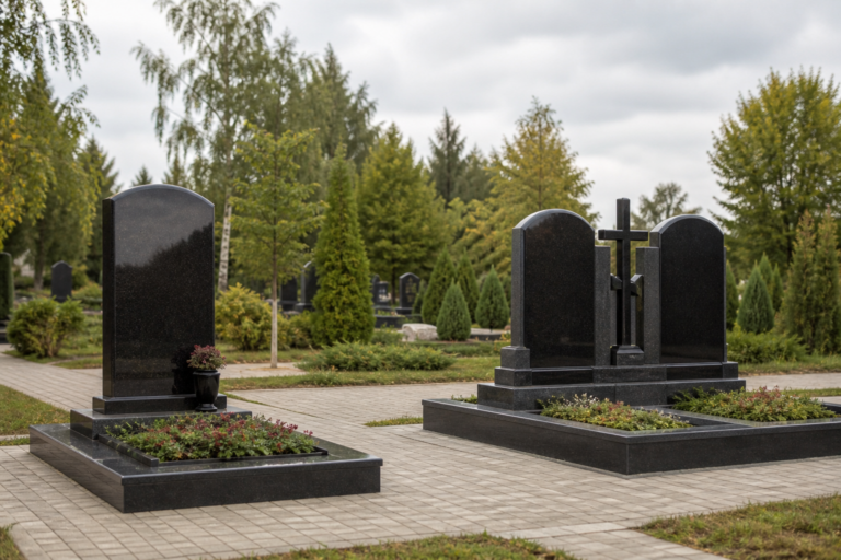 Одинарний гранітний памʼятник на окремій меморіальній ділянці