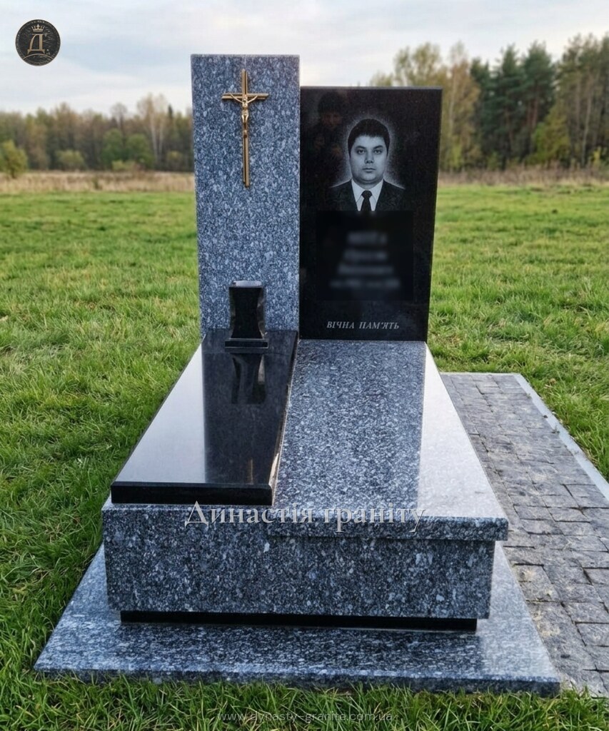 Одинарний гранітний пам’ятник «Європейський стиль»