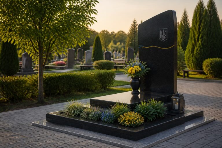 Ескіз військового меморіалу з портретом і символікою захисника України